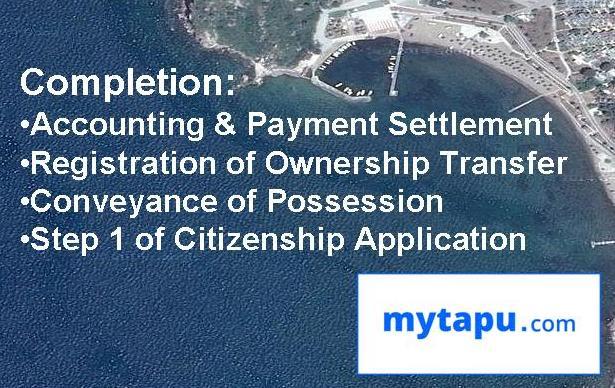Accounting and Payment Settlement; Registration of Ownership Transfer;Conveyance of Possession; 1st Step of Citizenship Application