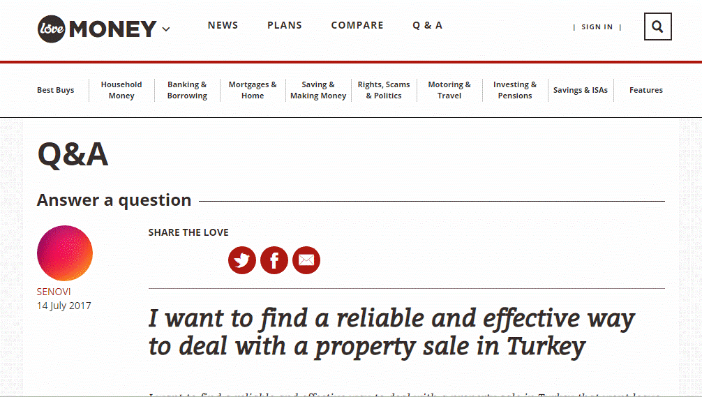 I want to find a reliable and effective way to deal with a property sale in Turkey...