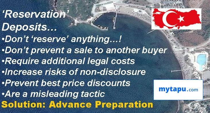 ‘Reservation Deposits’ for Property Purchases in Turkey….